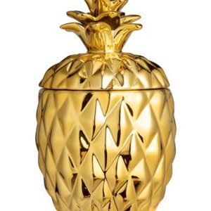 🎀🆕 Gold ceramic pineapple jar candle new